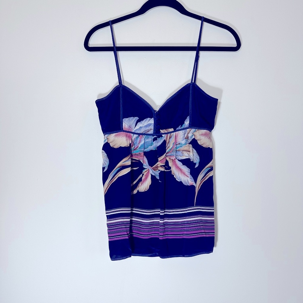 Yumi Kim 100% silk floral striped tank top size M